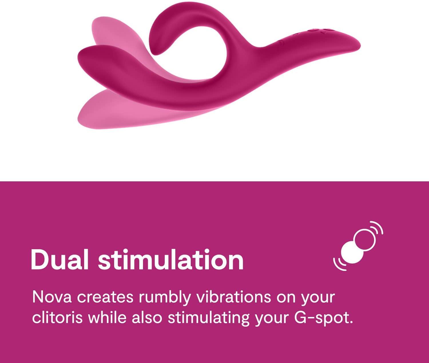 imageWeVibe Nova 2 Dual Rabbit Vibrator for Women Dildo Vibrator Adult Sex Toy Female Clitoral Stimulator G Spot Massager with 10 Vibration Modes Remote App Control Sex Toy for Couples BlueFuchsia