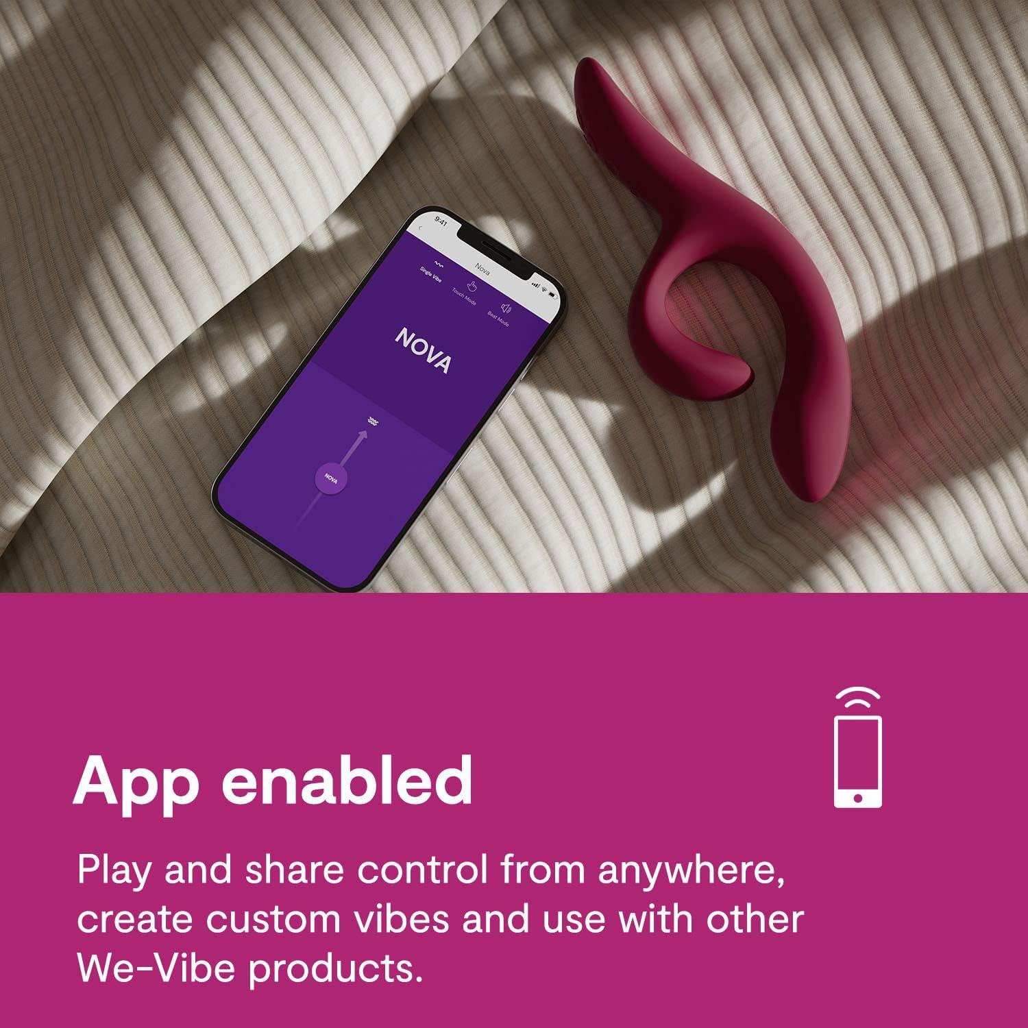 imageWeVibe Nova 2 Dual Rabbit Vibrator for Women Dildo Vibrator Adult Sex Toy Female Clitoral Stimulator G Spot Massager with 10 Vibration Modes Remote App Control Sex Toy for Couples BlueFuchsia