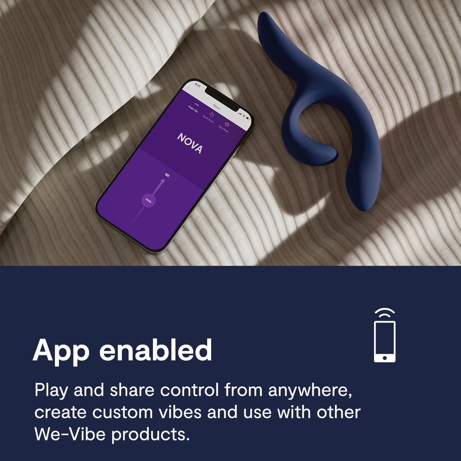 imageWeVibe Nova 2 Dual Rabbit Vibrator for Women Dildo Vibrator Adult Sex Toy Female Clitoral Stimulator G Spot Massager with 10 Vibration Modes Remote App Control Sex Toy for Couples BlueBlue