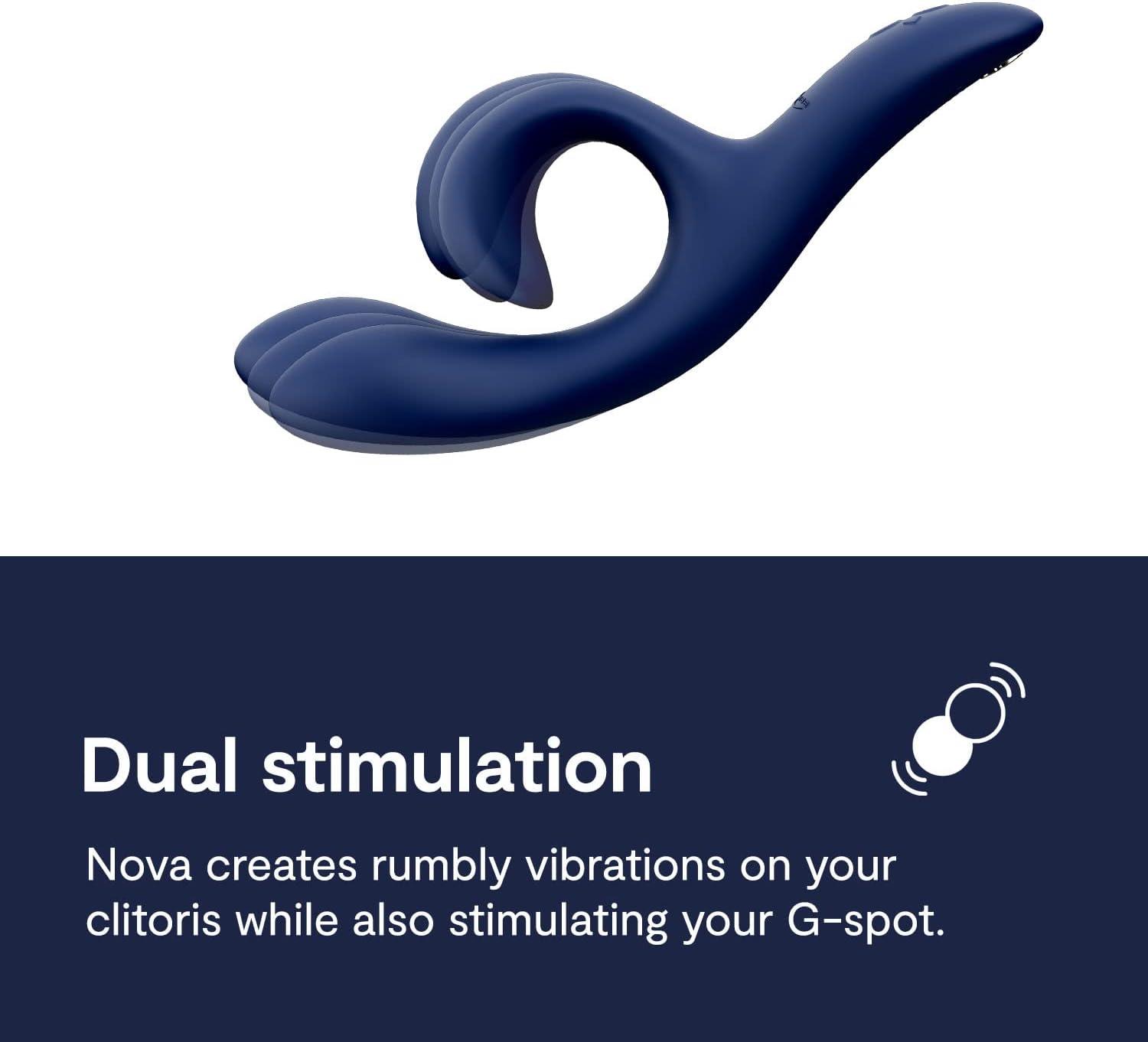 imageWeVibe Nova 2 Dual Rabbit Vibrator for Women Dildo Vibrator Adult Sex Toy Female Clitoral Stimulator G Spot Massager with 10 Vibration Modes Remote App Control Sex Toy for Couples BlueBlue