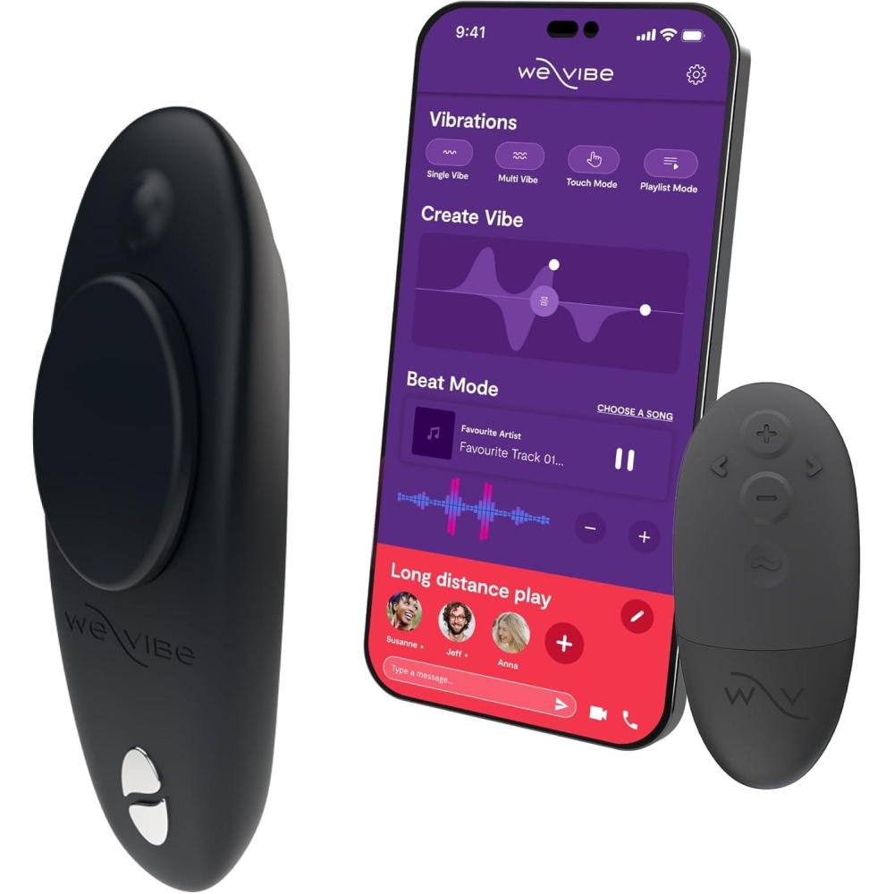 imageWeVibe Moxie Wearable Lay On Panty Vibrator  Remote amp App Control Vibrating Sex Toy for Couples  Clitoral Stimulator with 10 Intensity Levels  Adult Sexual Pleasure Tools  Waterproof  PinkBlack