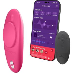 We-Vibe Moxie Wearable Lay On Panty Vibrator | Remote & App Control Vibrating Sex Toy for Couples | Clitoral Stimulator with 10 Intensity Levels | Adult Sexual Pleasure Tools | Waterproof | Pink(Pink)