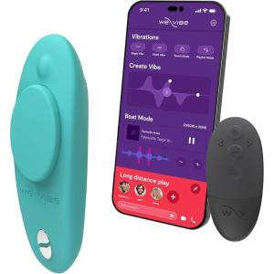 We-Vibe Moxie Wearable Lay On Panty Vibrator | Remote & App Control Vibrating Sex Toy for Couples | Clitoral Stimulator with 10 Intensity Levels | Adult Sexual Pleasure Tools | Waterproof | Pink(Turquoise)
