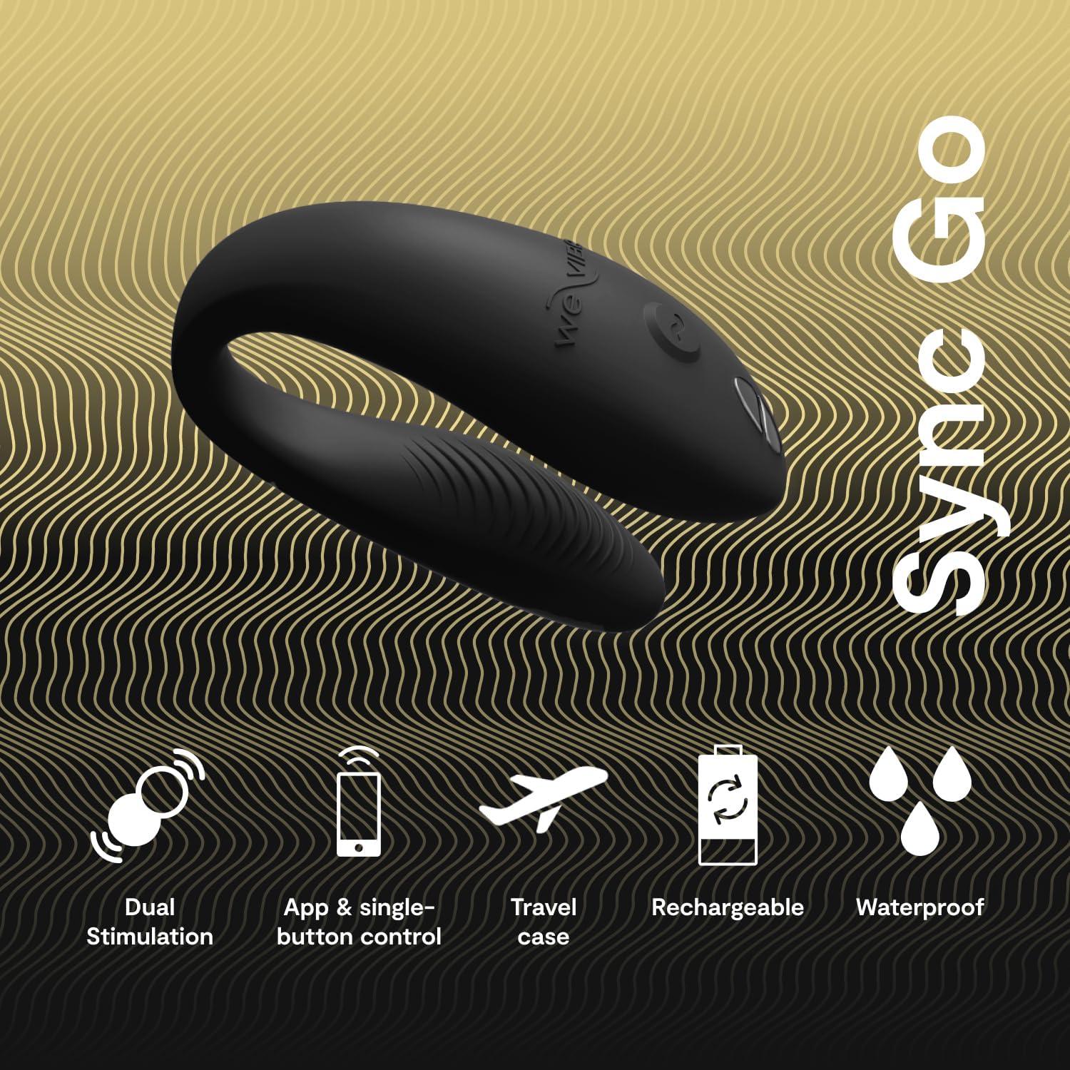 imageWeVibe Sync Go Couples Vibrator with Travel Case Wearable Vibrating Couples Adult Sex Toy App Controlled G Spot amp Clitoris Stimulator Dual Stimulation with 10 Speeds Rechargeable TurquoiseBlack