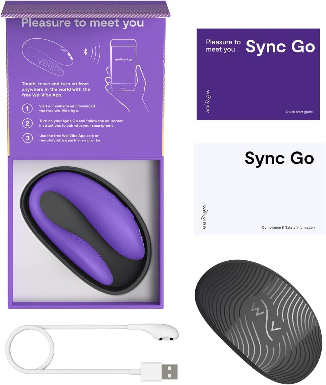 imageWeVibe Sync Go Couples Vibrator with Travel Case Wearable Vibrating Couples Adult Sex Toy App Controlled G Spot amp Clitoris Stimulator Dual Stimulation with 10 Speeds Rechargeable TurquoisePurple