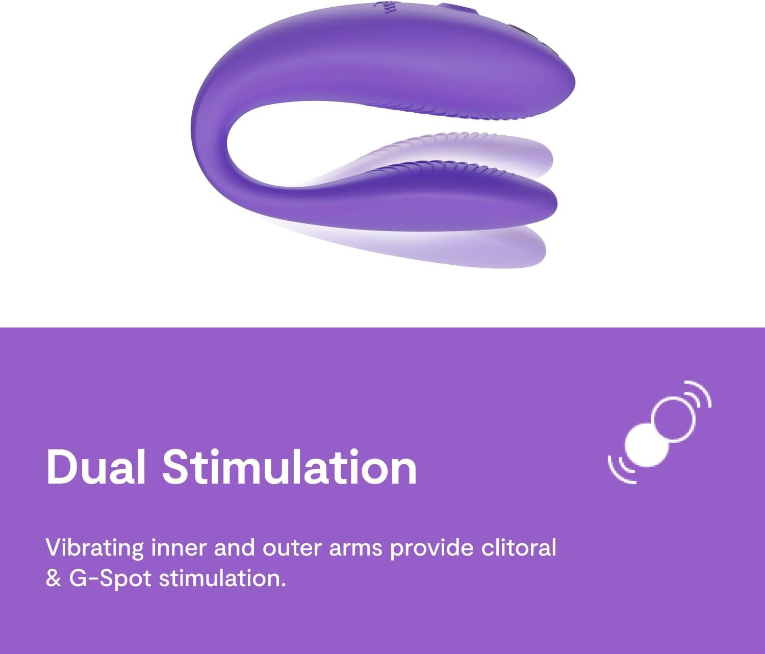 imageWeVibe Sync Go Couples Vibrator with Travel Case Wearable Vibrating Couples Adult Sex Toy App Controlled G Spot amp Clitoris Stimulator Dual Stimulation with 10 Speeds Rechargeable TurquoisePurple