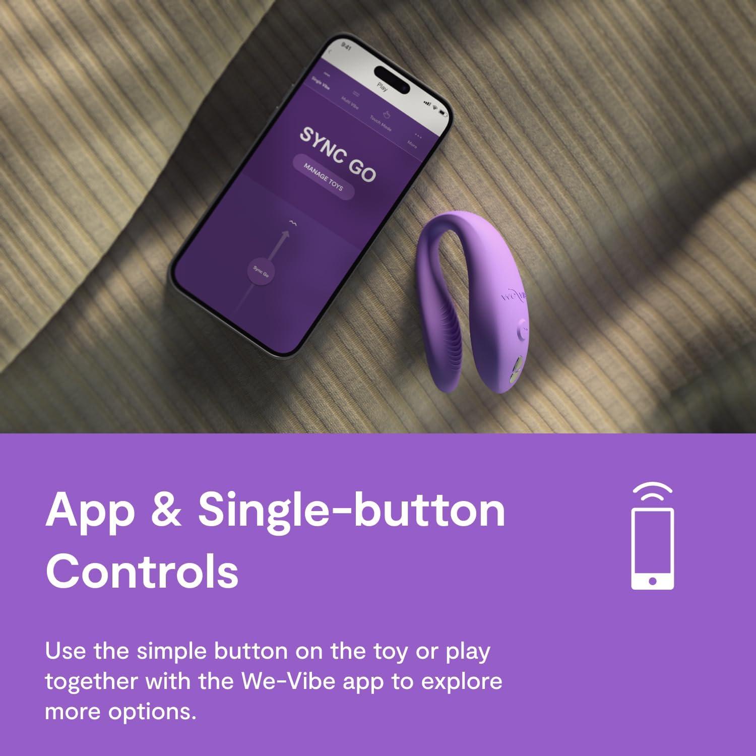 imageWeVibe Sync Go Couples Vibrator with Travel Case Wearable Vibrating Couples Adult Sex Toy App Controlled G Spot amp Clitoris Stimulator Dual Stimulation with 10 Speeds Rechargeable TurquoisePurple