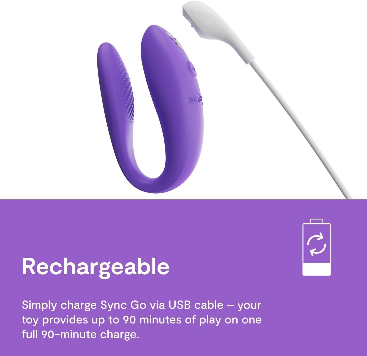 imageWeVibe Sync Go Couples Vibrator with Travel Case Wearable Vibrating Couples Adult Sex Toy App Controlled G Spot amp Clitoris Stimulator Dual Stimulation with 10 Speeds Rechargeable TurquoisePurple