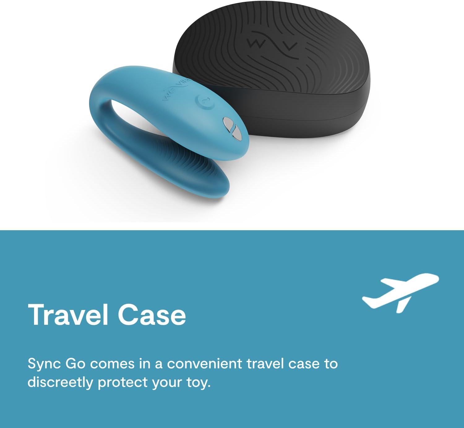 imageWeVibe Sync Go Couples Vibrator with Travel Case Wearable Vibrating Couples Adult Sex Toy App Controlled G Spot amp Clitoris Stimulator Dual Stimulation with 10 Speeds Rechargeable TurquoiseBlue