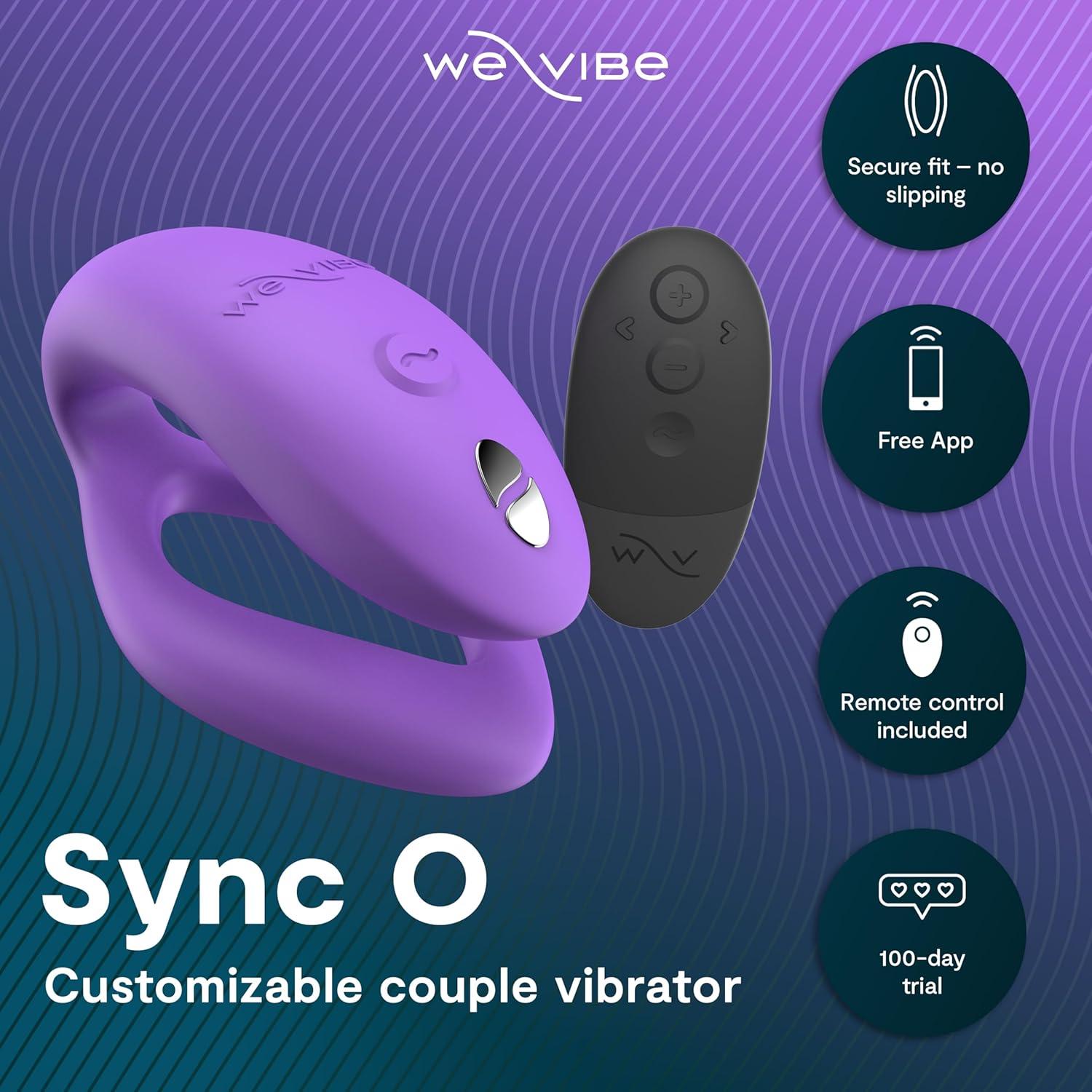 imageWeVibe Sync O Couples Vibrator Wearable Remote Control Vibrating Adult Toys 10 Vibrations App Controlled G Spot amp Clitoral Stimulator Vibrators for Women Massager Sex Toy Velvet GreenLight Purple