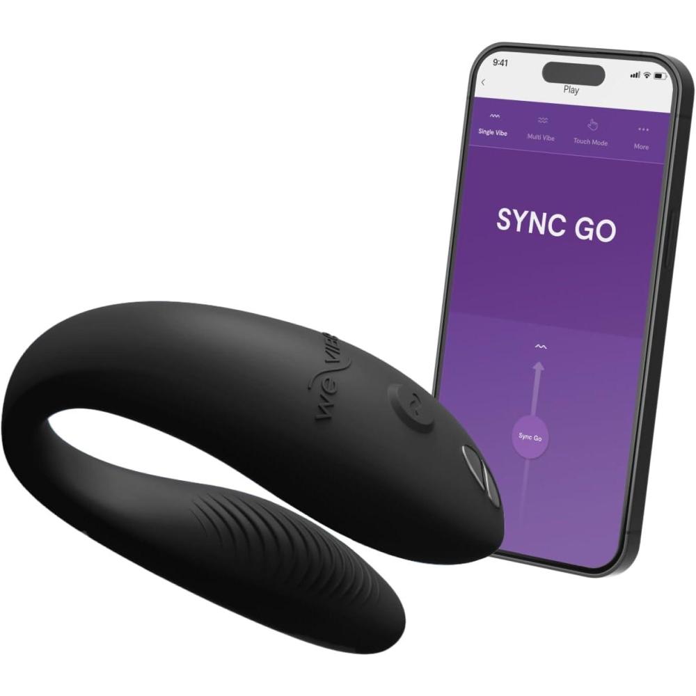 imageWeVibe Sync Go Couples Vibrator with Travel Case Wearable Vibrating Couples Adult Sex Toy App Controlled G Spot amp Clitoris Stimulator Dual Stimulation with 10 Speeds Rechargeable TurquoiseBlack