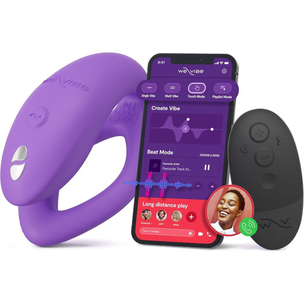 imageWeVibe Sync O Couples Vibrator Wearable Remote Control Vibrating Adult Toys 10 Vibrations App Controlled G Spot amp Clitoral Stimulator Vibrators for Women Massager Sex Toy Velvet GreenLight Purple