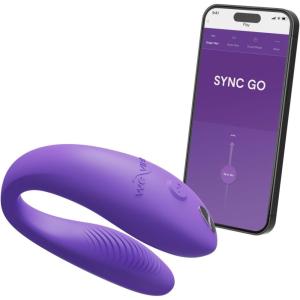 We-Vibe Sync Go Couples Vibrator with Travel Case | Wearable Vibrating Couples Adult Sex Toy | App Controlled G Spot & Clitoris Stimulator | Dual Stimulation with 10 Speeds | Rechargeable | Turquoise(Purple)