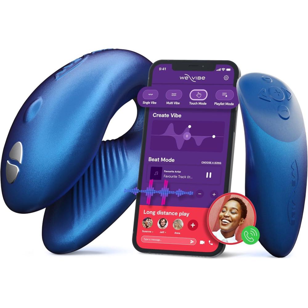 imageWeVibe Chorus Vibrating Sex Toys for Couples  Remote Control Vibrator  Wearable App Controlled Adult Toys for Women  G Spot Clit amp Penis Sexual Stimulation Device  Clitoral Couples Gift PinkMidnight Blue