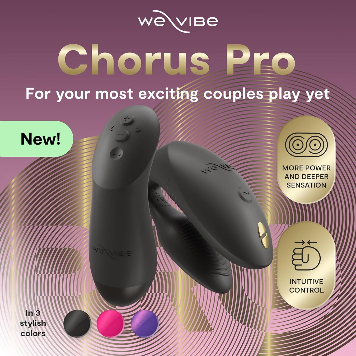 imageWeVibe Chorus Pro App Controlled Wireless Couples Vibrator Remote Controlled Adults Toy Silicone Stimulator with 10 Intensity Levels Clitoral amp GSpot Couples Sex Toy for Him amp Her PinkBlack