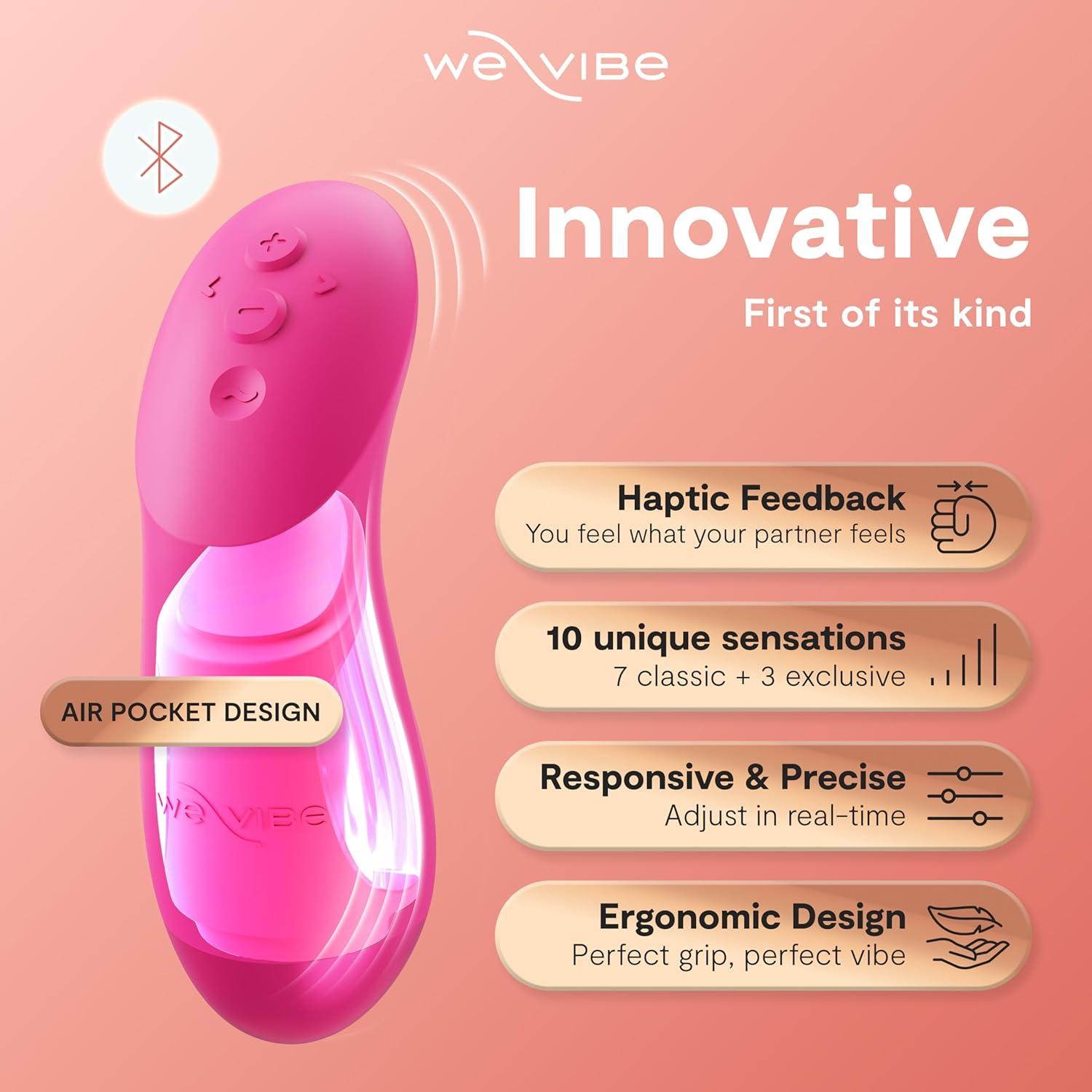imageWeVibe Chorus Pro App Controlled Wireless Couples Vibrator Remote Controlled Adults Toy Silicone Stimulator with 10 Intensity Levels Clitoral amp GSpot Couples Sex Toy for Him amp Her PinkPink