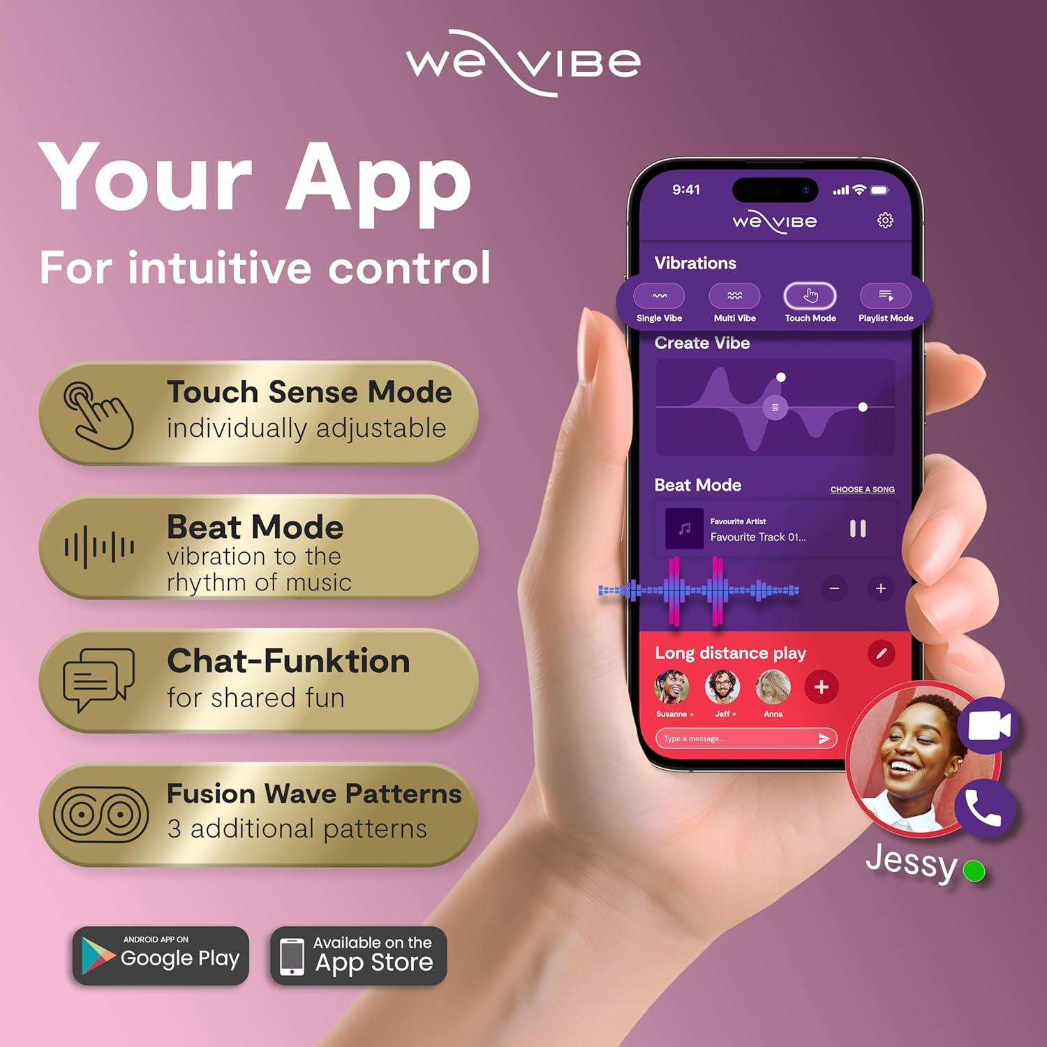 imageWeVibe Chorus Pro App Controlled Wireless Couples Vibrator Remote Controlled Adults Toy Silicone Stimulator with 10 Intensity Levels Clitoral amp GSpot Couples Sex Toy for Him amp Her PinkBlack