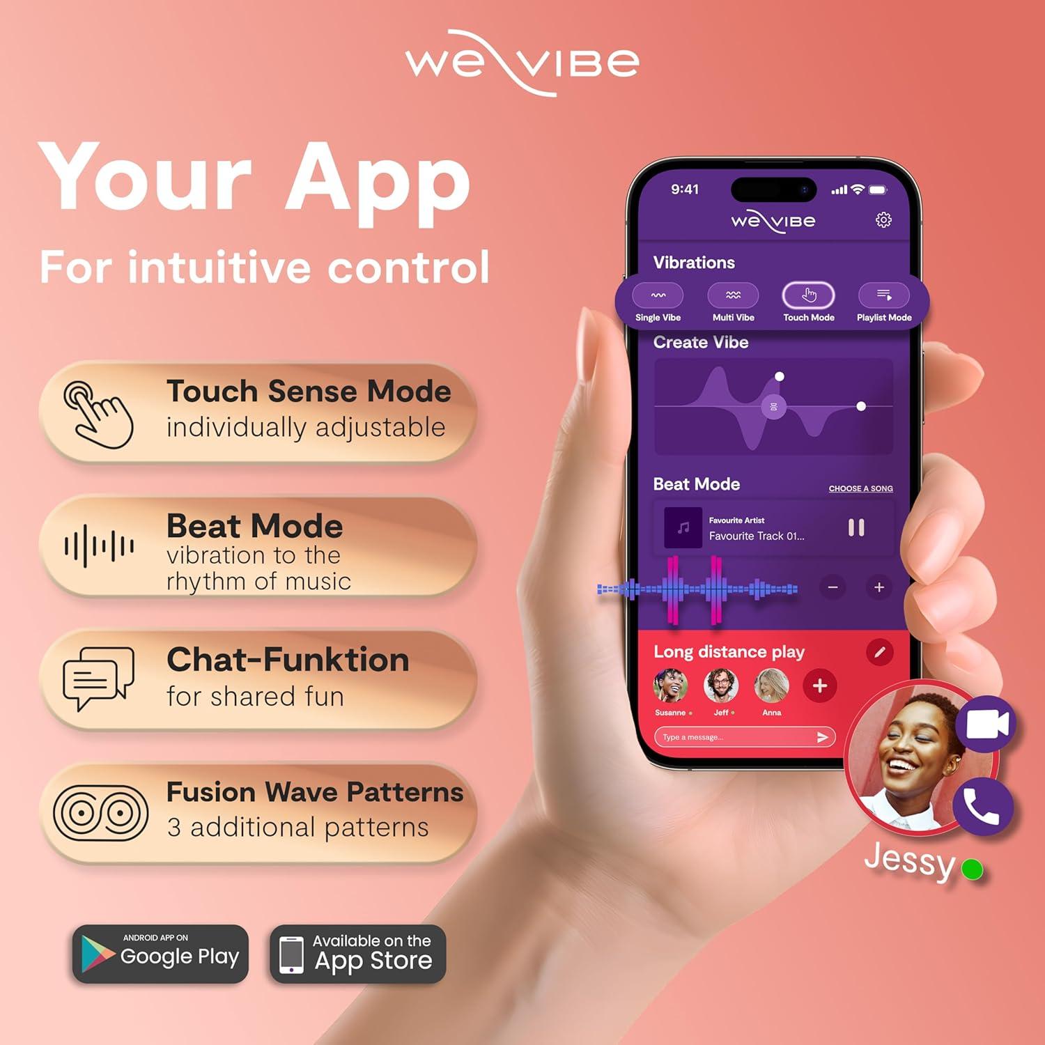 imageWeVibe Chorus Pro App Controlled Wireless Couples Vibrator Remote Controlled Adults Toy Silicone Stimulator with 10 Intensity Levels Clitoral amp GSpot Couples Sex Toy for Him amp Her PinkPink