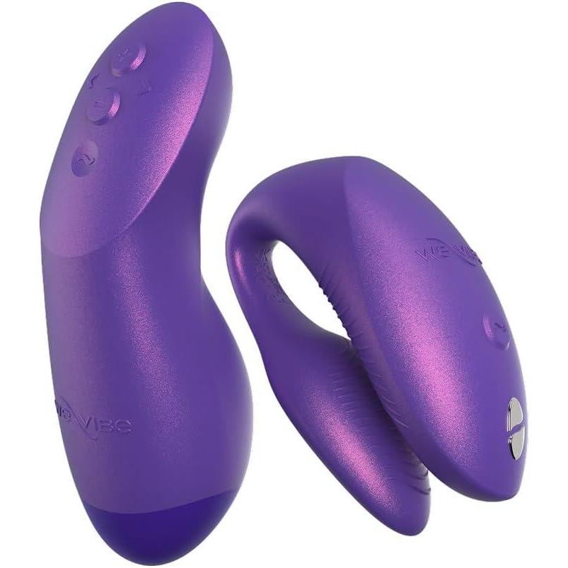 imageWeVibe Chorus Pro App Controlled Wireless Couples Vibrator  Remote Controlled Adults Toy  Silicone Stimulator with 10 Intensity Levels  Clitoral amp GSpot Couples Sex Toy for Him amp Her  PinkPurple