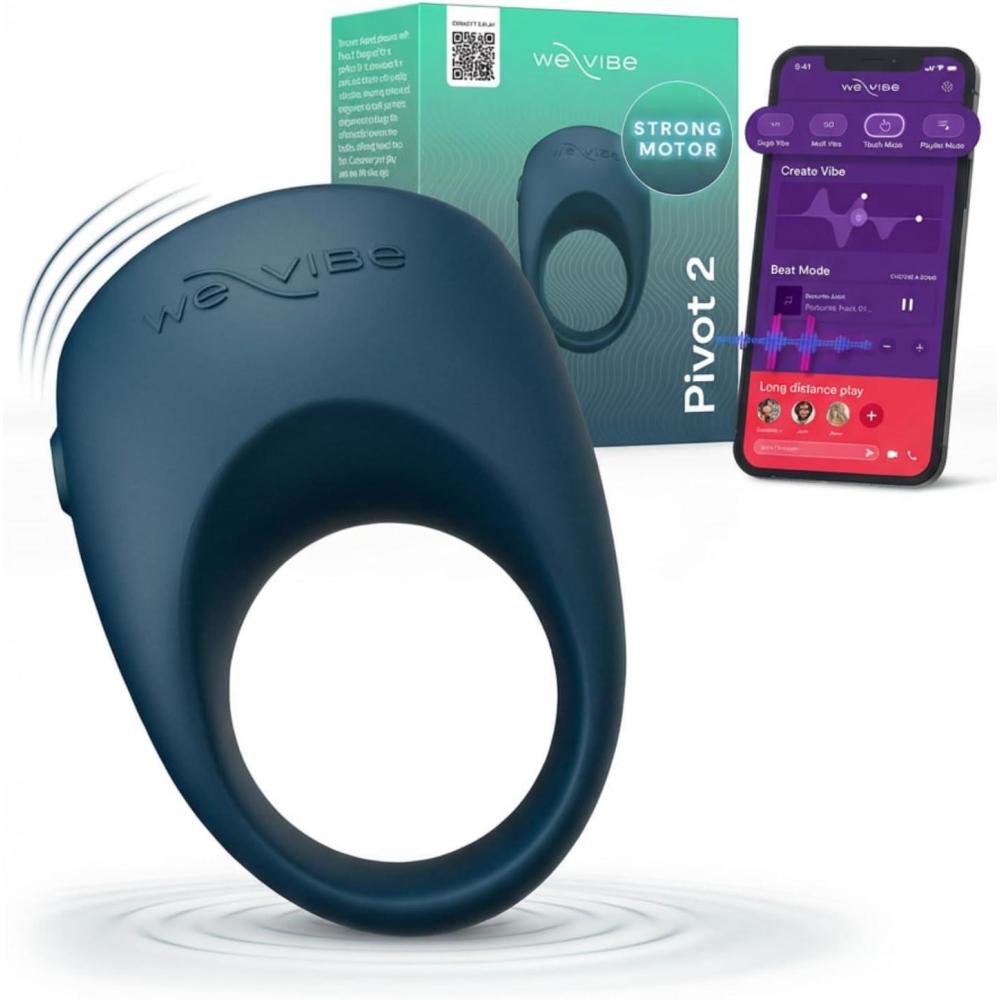 imageWeVibe Pivot 2 Vibrating Cock Ring for Men Pleasure Penis Ring for Enhancing Stronger Erections Male Sex Toys Distance App Control Vibrating Stimulation Device for Couples 10 Vibration Modes