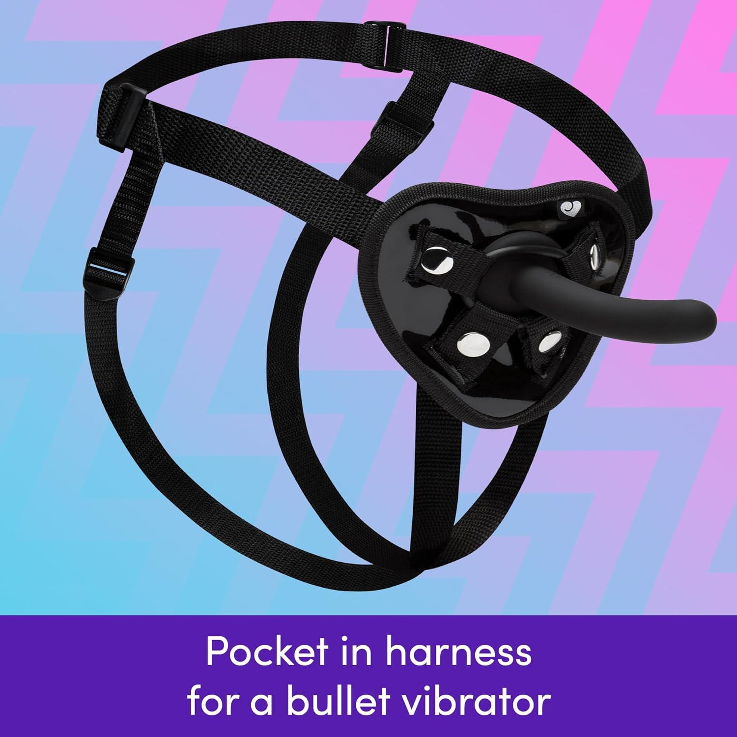 imageLovehoney Beginners Unisex Strap On Dildo amp Harness Kit 5 Inch Silicone Strap On for Pegging Play Adjustable Harness Set with 3 ORings Anal Dildo Adult Sex Toy Waterproof Black