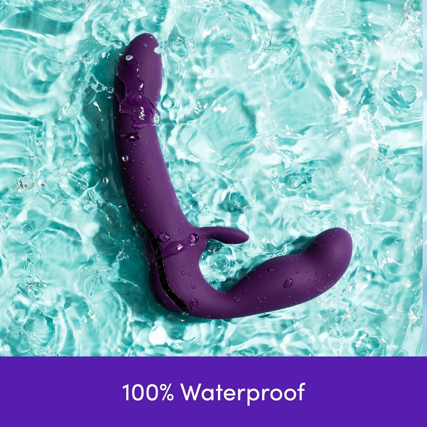 imageLovehoney Desire Luxury Vibrating Strapless Strap On Dildo 8 Inch Silicone Double Ended Dildo for Women Rabbit Vibrator for Clit Stimulation Adult Sex Toy Waterproof amp Rechargeable Purple
