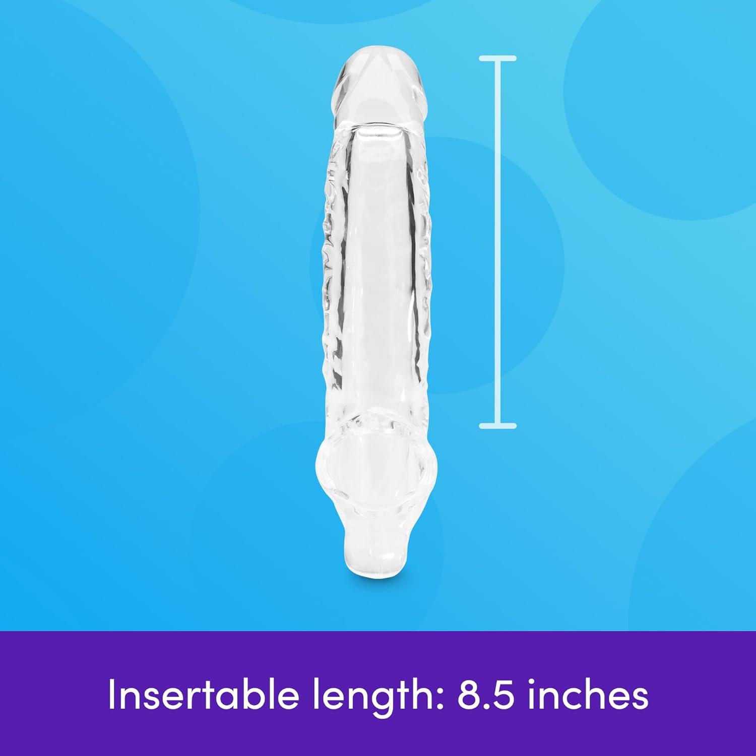 imageLovehoney Mega Mighty Thick Penis Sleeve Sex Toys for Men 13 Extra Inches Penis Extender with Loop Realistic Cock Enlarger amp Girth Enhancer Sleeve Delay Ejaculation Couples Adult Toy ClearClear
