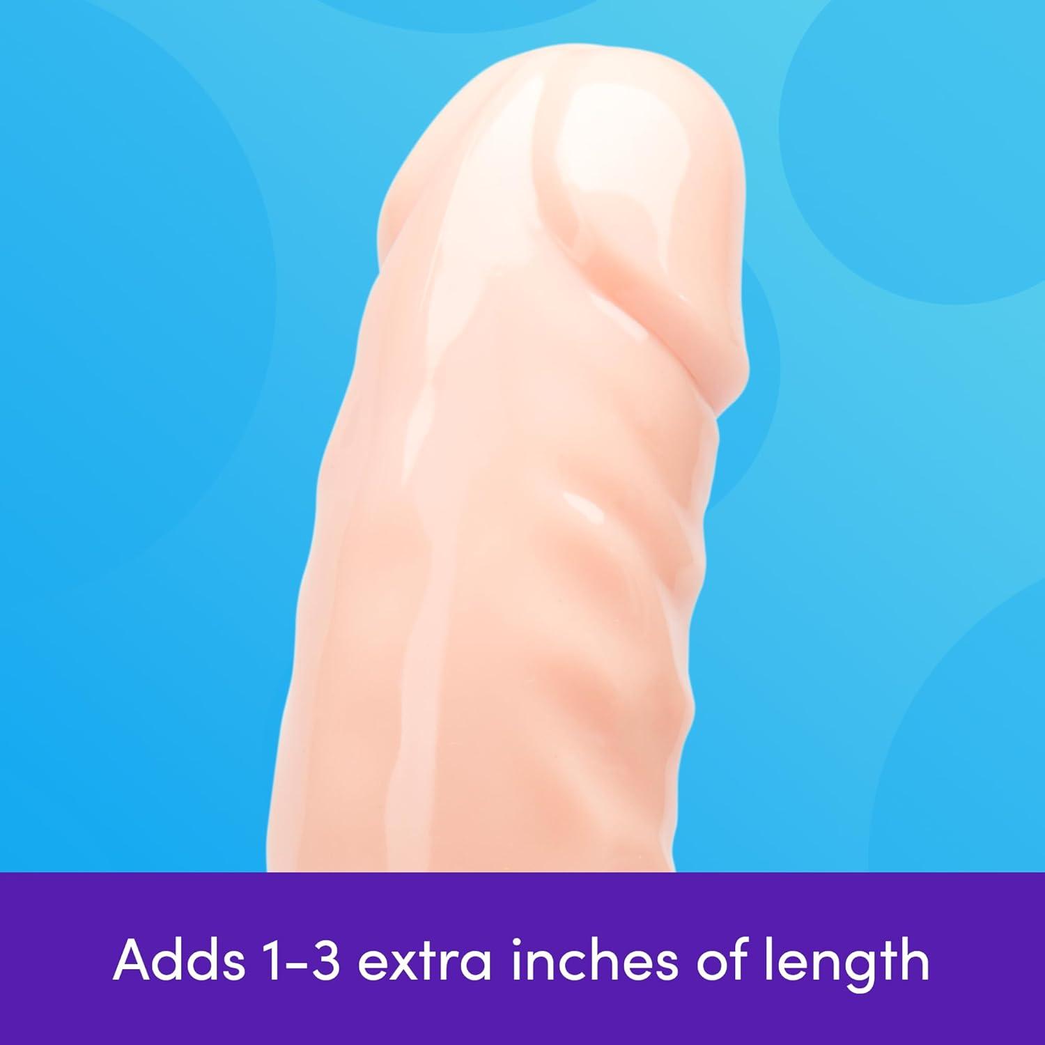 imageLovehoney Mega Mighty Thick Penis Sleeve Sex Toys for Men 13 Extra Inches Penis Extender with Loop Realistic Cock Enlarger amp Girth Enhancer Sleeve Delay Ejaculation Couples Adult Toy ClearFlesh Pink