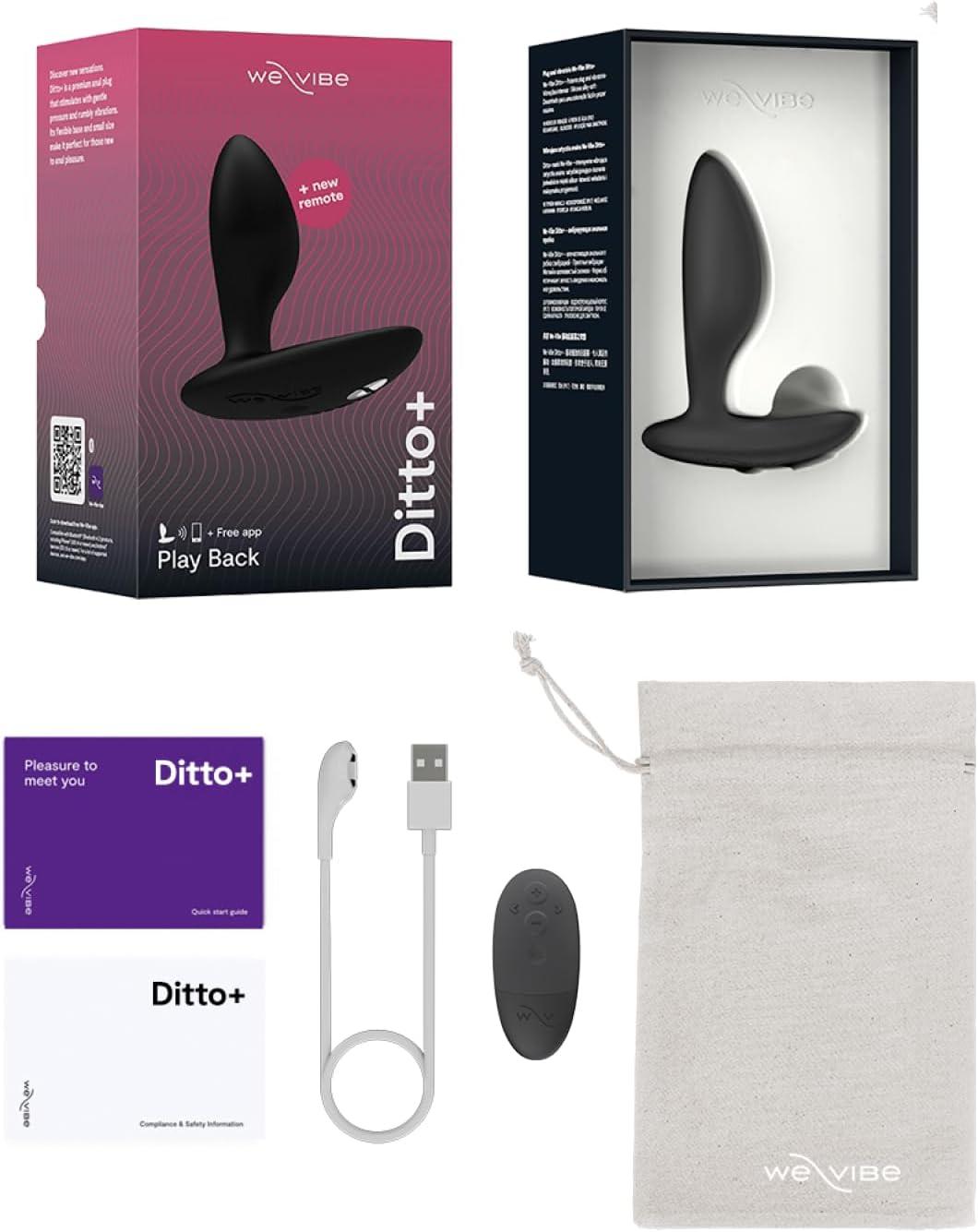 imageWeVibe Ditto Vibrating Butt Plug App amp Remote Control Vibe for Men Women amp Couples Vibrator with 10 Modes Silicone Butt Plug Waterproof Anal Toy Rechargeable Adult Sex Toys Satin Black
