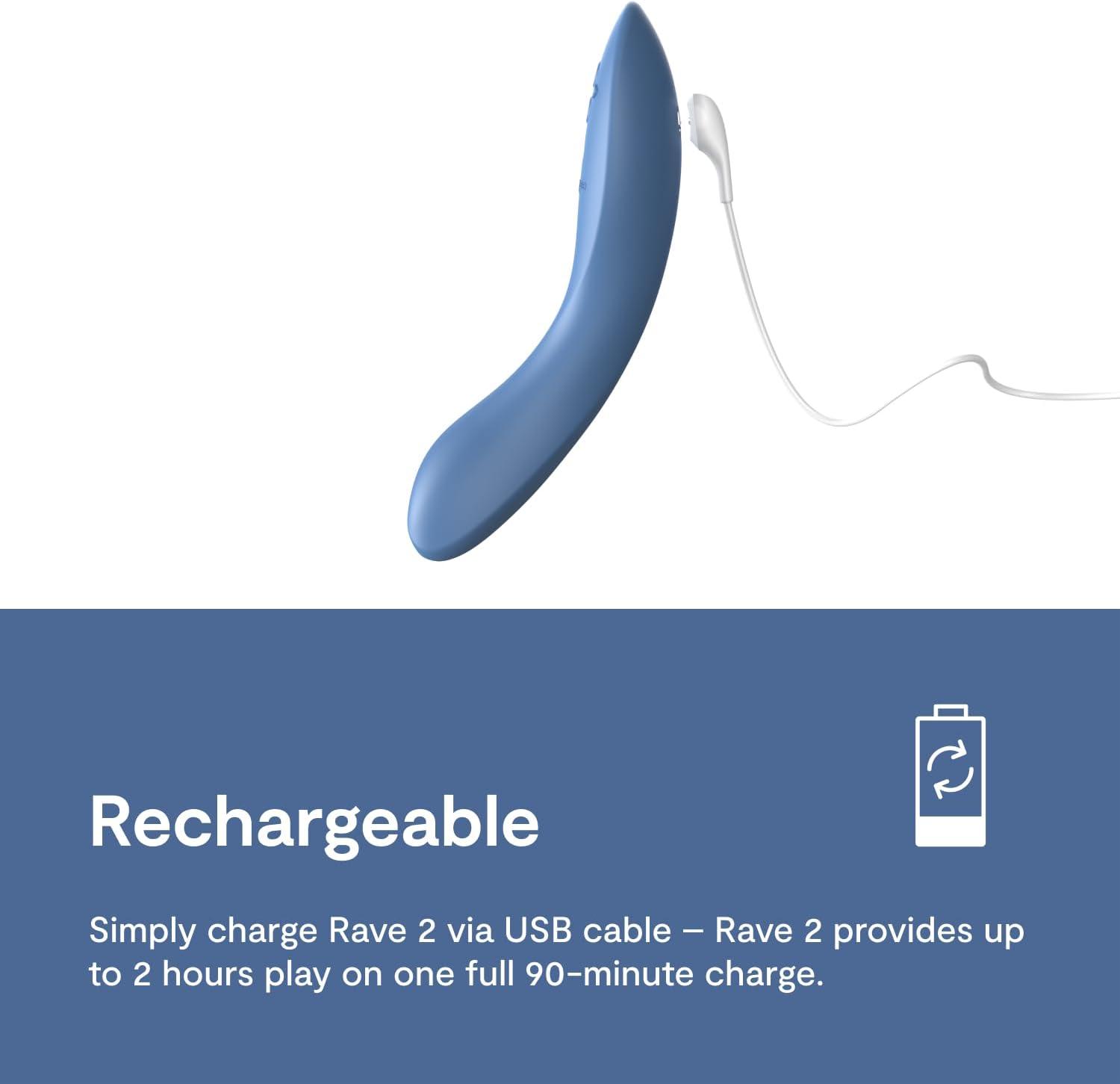 imageWeVibe Rave 2 G Spot Vibrator App Controlled GSpot Stimulator Vibrator Dildo Adult Sex Toy for Women amp Couples Personal Massager with 10 Vibration Modes Waterproof amp Rechargeable Blue