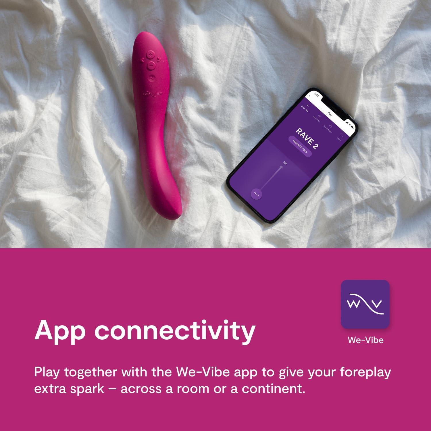 imageWeVibe Rave 2 G Spot Vibrator App Controlled GSpot Stimulator Vibrator Dildo Adult Sex Toy for Women amp Couples Personal Massager with 10 Vibration Modes Waterproof amp Rechargeable Pink