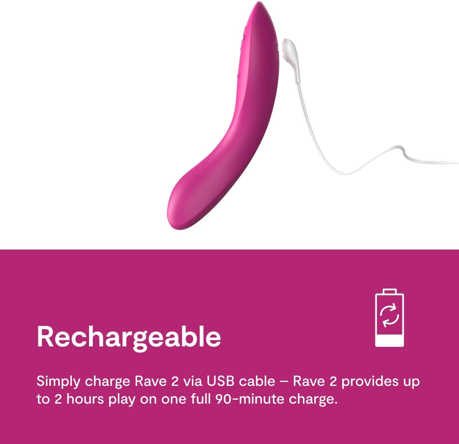 imageWeVibe Rave 2 G Spot Vibrator App Controlled GSpot Stimulator Vibrator Dildo Adult Sex Toy for Women amp Couples Personal Massager with 10 Vibration Modes Waterproof amp Rechargeable Pink