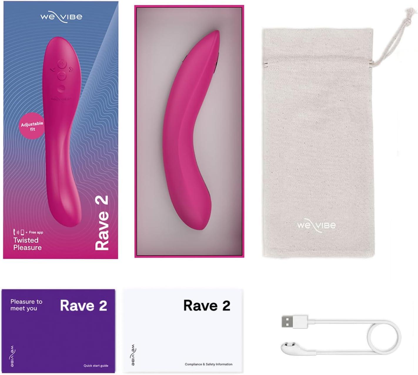 imageWeVibe Rave 2 G Spot Vibrator App Controlled GSpot Stimulator Vibrator Dildo Adult Sex Toy for Women amp Couples Personal Massager with 10 Vibration Modes Waterproof amp Rechargeable Pink