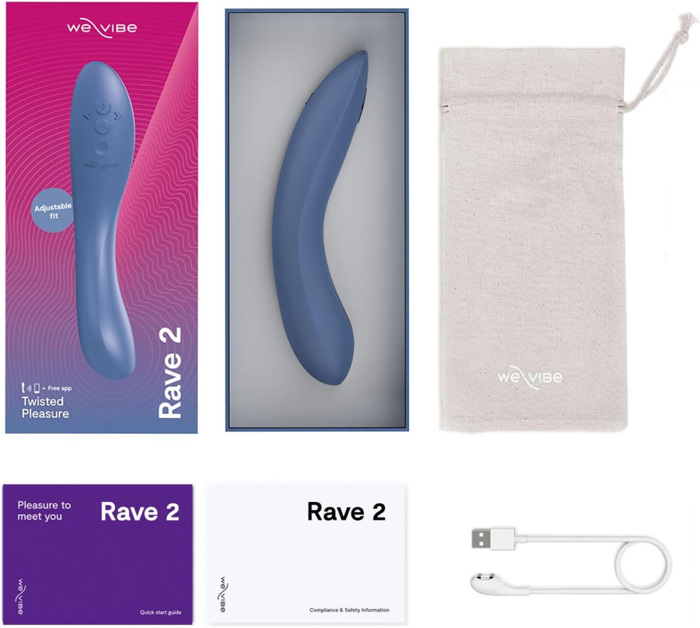 imageWeVibe Rave 2 G Spot Vibrator App Controlled GSpot Stimulator Vibrator Dildo Adult Sex Toy for Women amp Couples Personal Massager with 10 Vibration Modes Waterproof amp Rechargeable Blue