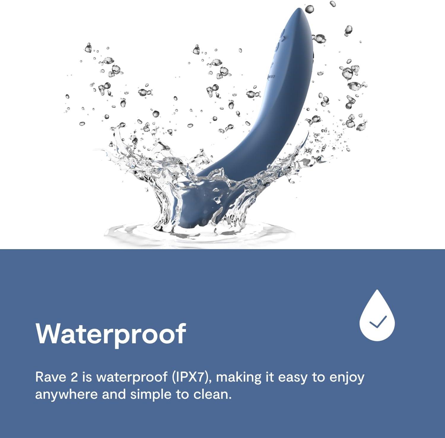 imageWeVibe Rave 2 G Spot Vibrator App Controlled GSpot Stimulator Vibrator Dildo Adult Sex Toy for Women amp Couples Personal Massager with 10 Vibration Modes Waterproof amp Rechargeable Blue