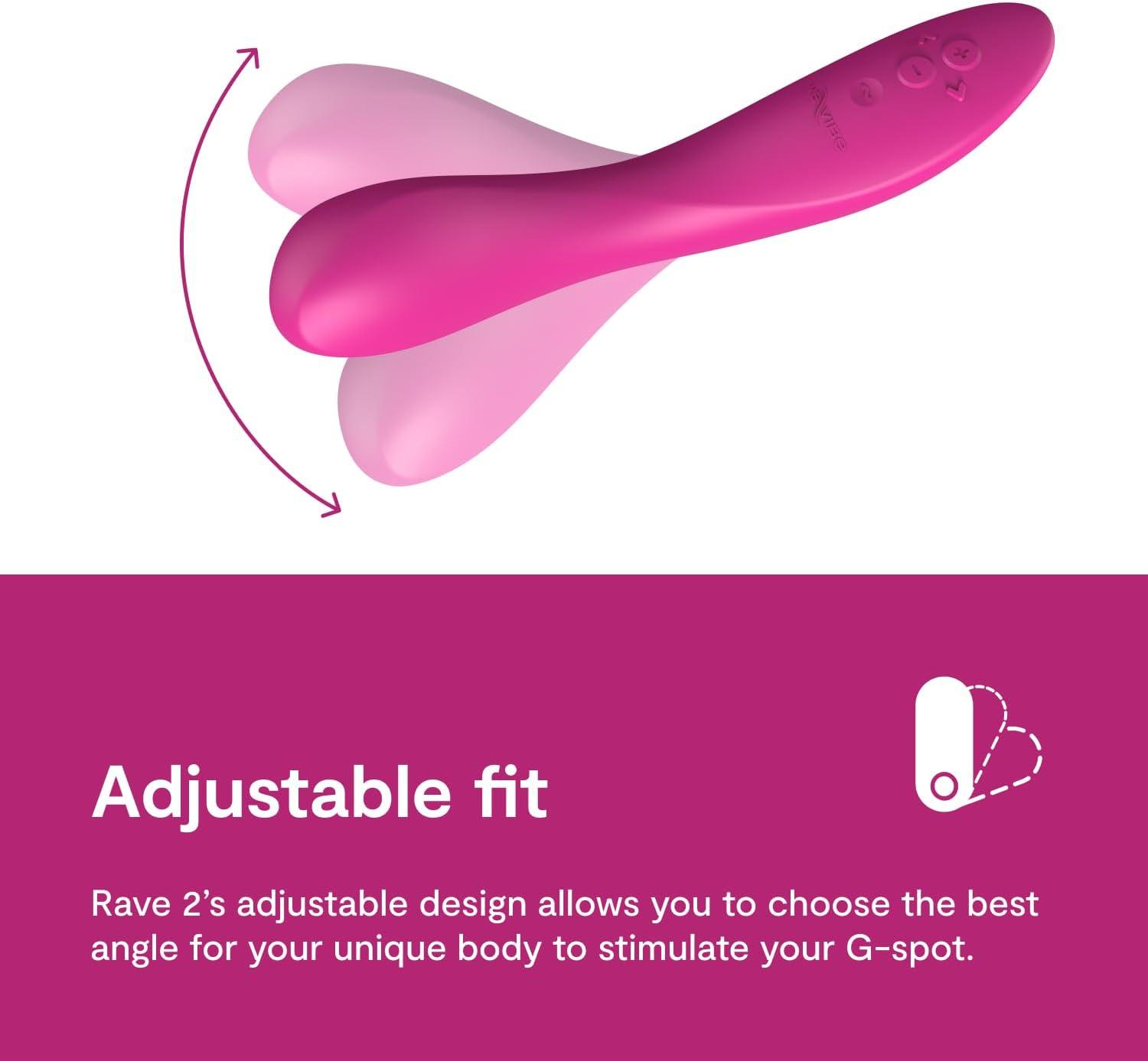 imageWeVibe Rave 2 G Spot Vibrator App Controlled GSpot Stimulator Vibrator Dildo Adult Sex Toy for Women amp Couples Personal Massager with 10 Vibration Modes Waterproof amp Rechargeable Pink