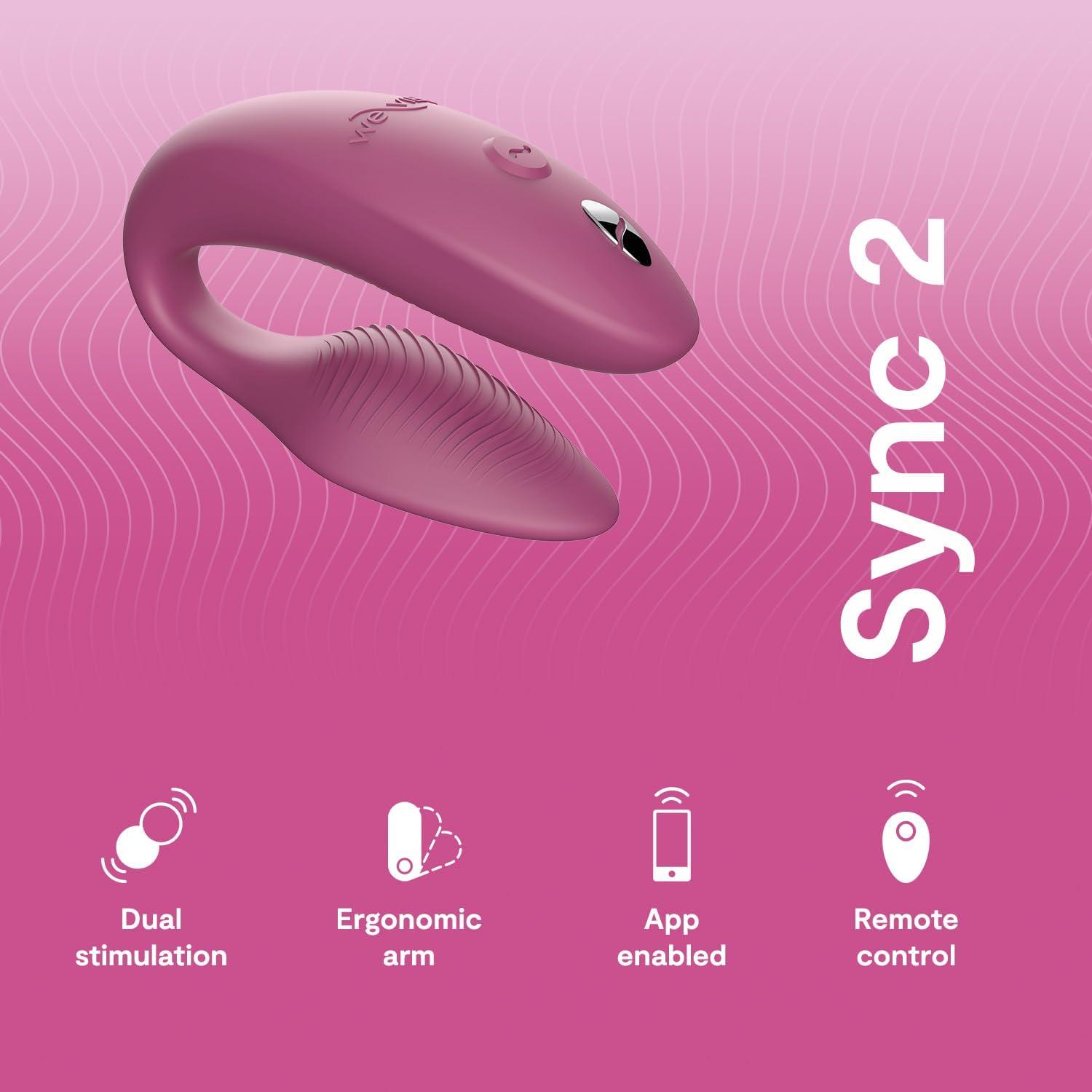 imageWeVibe Sync 2 Couples Vibrator Wearable Remote Control Vibrating Adult Sex Toy App Controlled G Spot amp Clitoral Stimulator Dual Stimulation with 10 Speeds Waterproof amp Rechargeable PurplePink