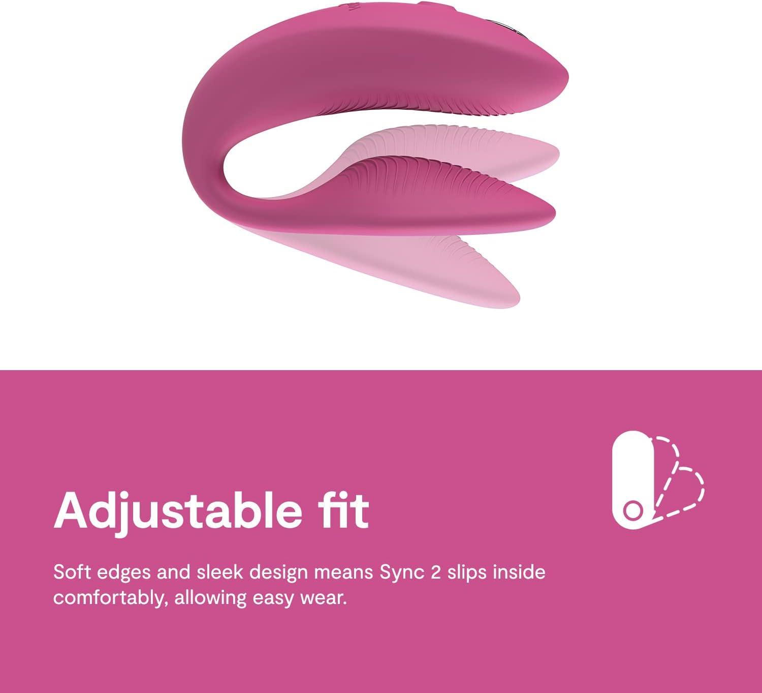 imageWeVibe Sync 2 Couples Vibrator Wearable Remote Control Vibrating Adult Sex Toy App Controlled G Spot amp Clitoral Stimulator Dual Stimulation with 10 Speeds Waterproof amp Rechargeable PurplePink