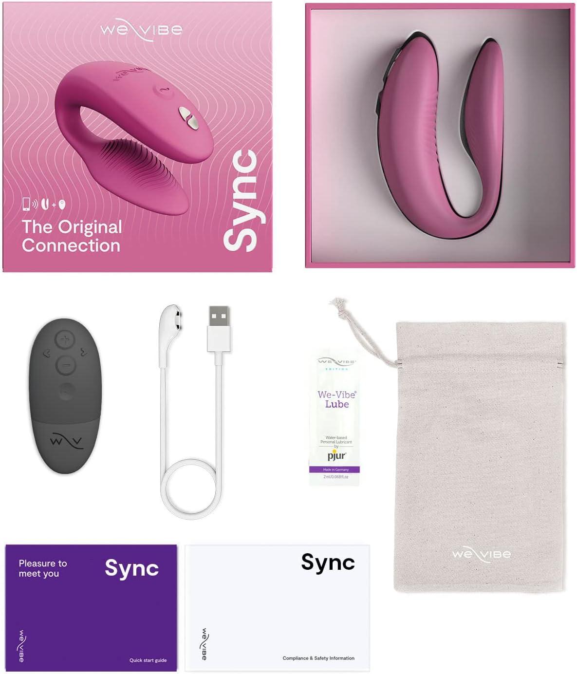 imageWeVibe Sync 2 Couples Vibrator Wearable Remote Control Vibrating Adult Sex Toy App Controlled G Spot amp Clitoral Stimulator Dual Stimulation with 10 Speeds Waterproof amp Rechargeable PurplePink