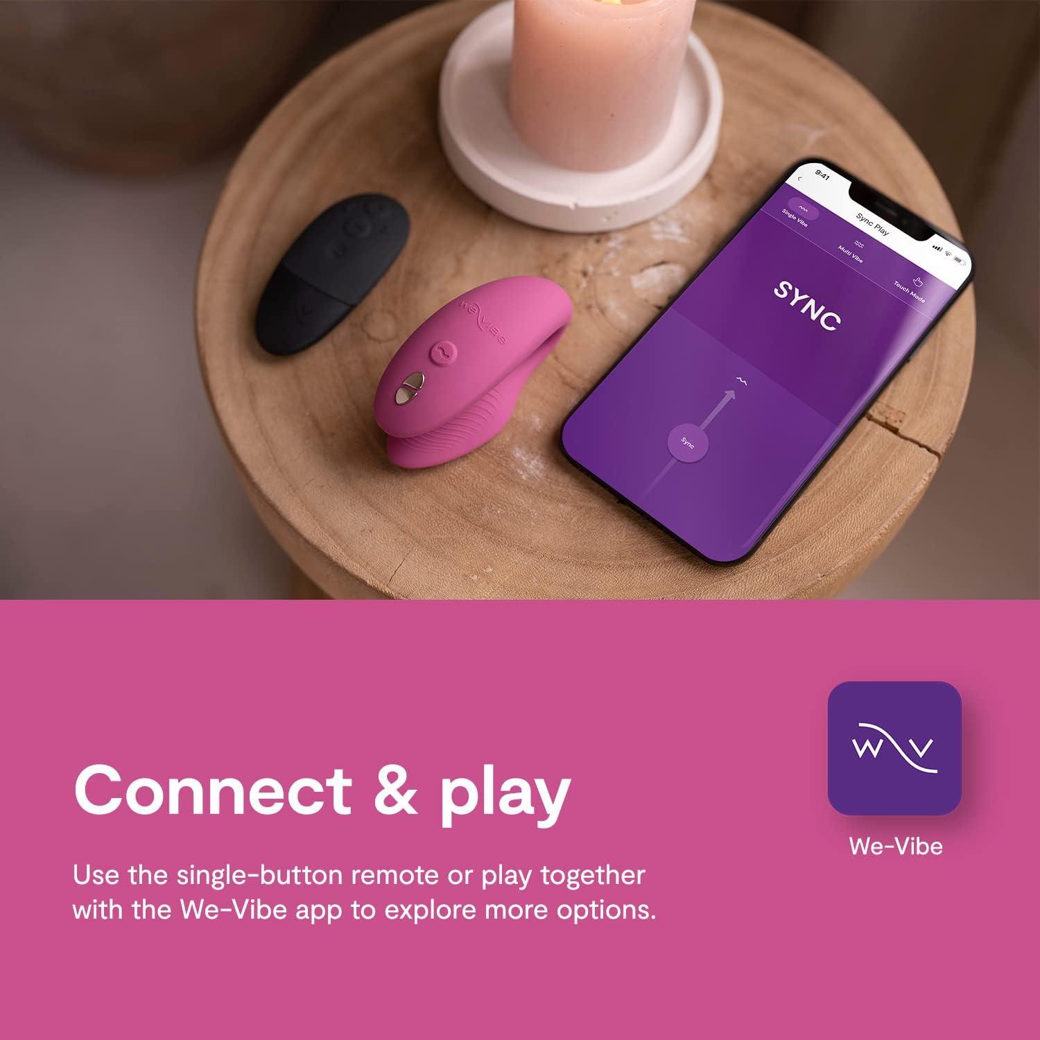 imageWeVibe Sync 2 Couples Vibrator Wearable Remote Control Vibrating Adult Sex Toy App Controlled G Spot amp Clitoral Stimulator Dual Stimulation with 10 Speeds Waterproof amp Rechargeable PurplePink