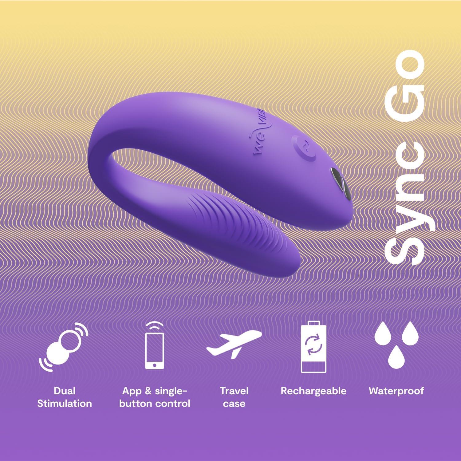 imageWeVibe Sync Go Purple CShaped Couples Vibrator Travel Edition amp Touch X Coral Powerful Mini Massager Vibrator Couples Sex Toys Bundle