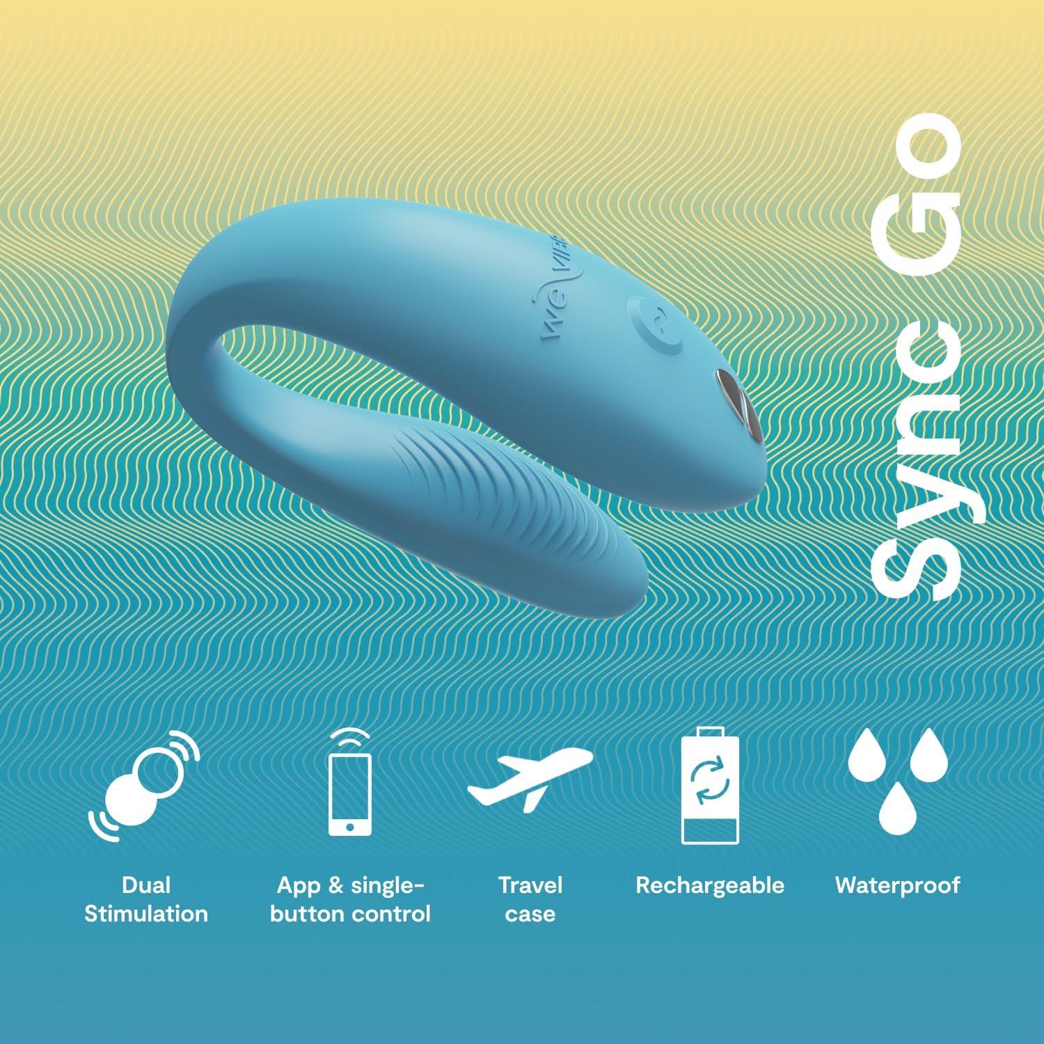 imageWeVibe Sync Go Turquoise CShaped Couples Vibrator Travel Edition amp Touch X Coral Powerful Mini Massager Vibrator Couples Sex Toys Bundle