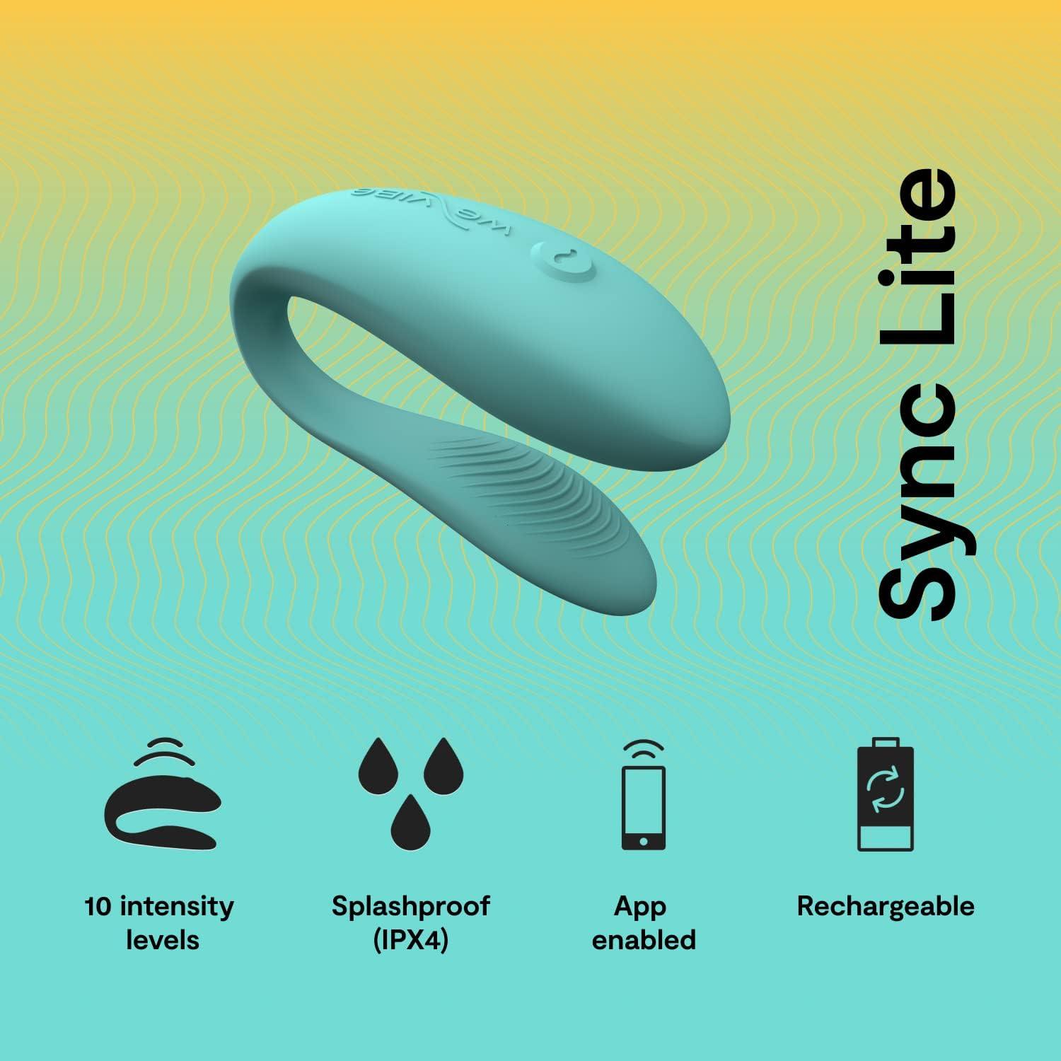 imageWeVibe Sync Lite Couples Vibrator Wearable App Control Vibrating Adult Sex Toy G Spot amp Clitoral Stimulator Dual Stimulation with 10 Speeds Adults Sex Toys for Couples Rechargeable Aqua