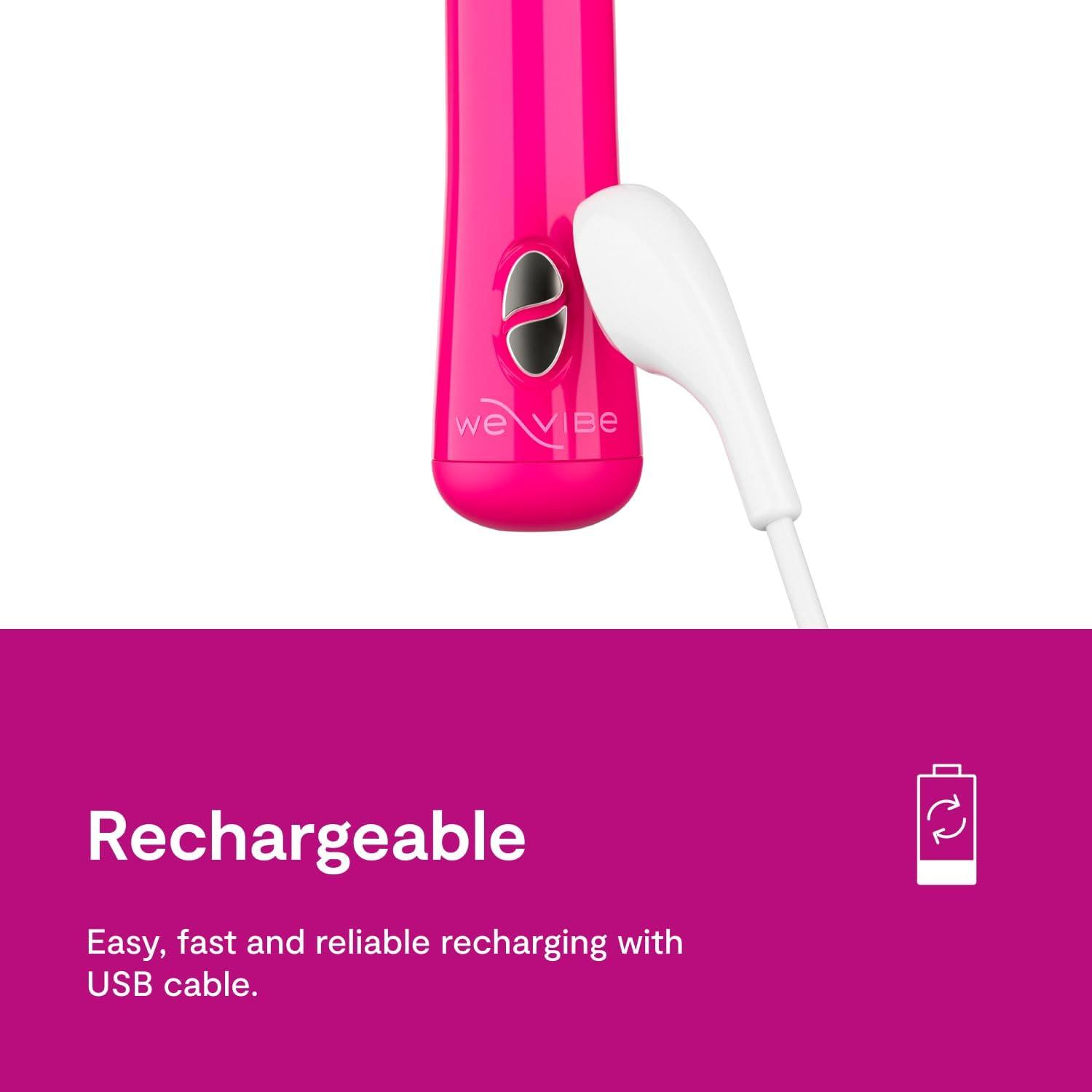 imageWeVibe Tango Bullet Vibrator for Women Vibrating Sex Toy for Her Mini Clitoral Stimulator Massager with 8 Vibration Modes Waterproof Rechargeable Adult Toys for Couples PinkRose Pink