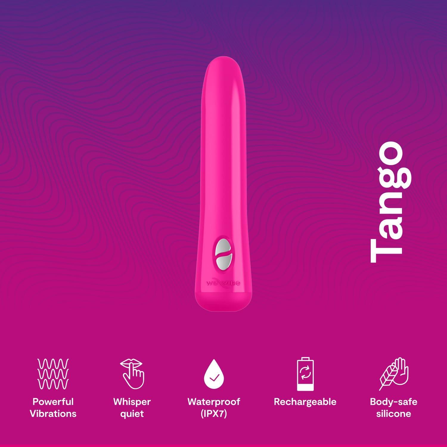 imageWeVibe Tango Bullet Vibrator for Women Vibrating Sex Toy for Her Mini Clitoral Stimulator Massager with 8 Vibration Modes Waterproof Rechargeable Adult Toys for Couples PinkRose Pink