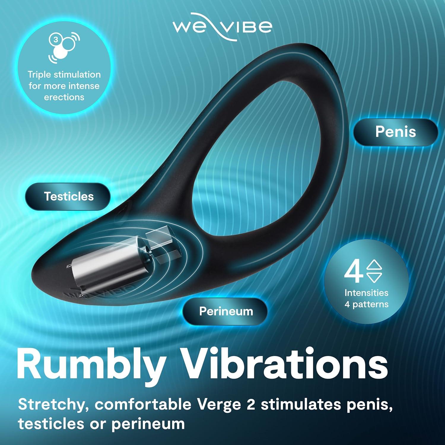 imageWeVibe Verge 2 Vibrating Cock Ring Adult Toy Mens Perineum Vibrators App Control Penis Ring with 10 Vibrations Male Vibrator Silicone Games amp Gifts Wearable Adult Sex Toys for Men amp Couples