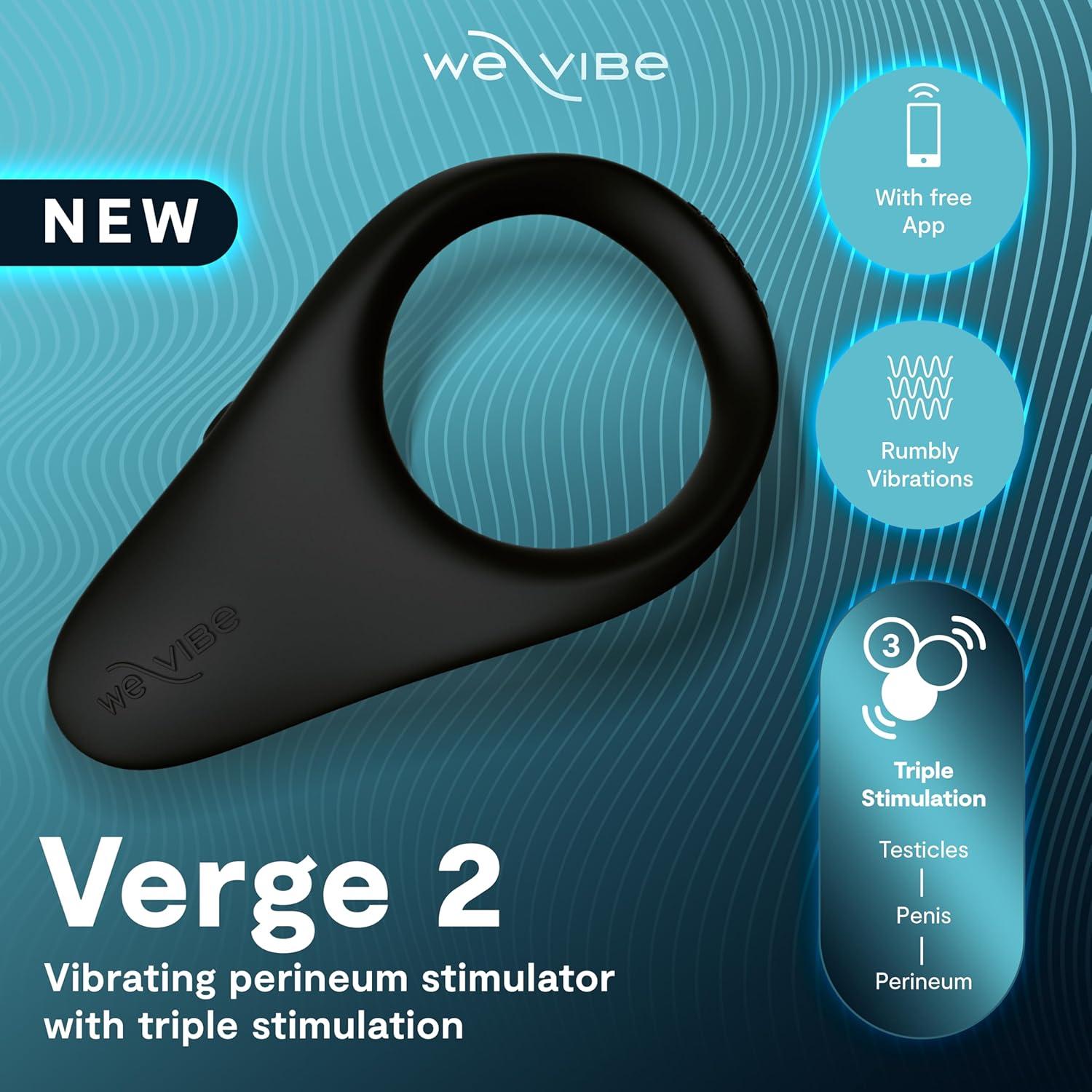 imageWeVibe Verge 2 Vibrating Cock Ring Adult Toy Mens Perineum Vibrators App Control Penis Ring with 10 Vibrations Male Vibrator Silicone Games amp Gifts Wearable Adult Sex Toys for Men amp Couples