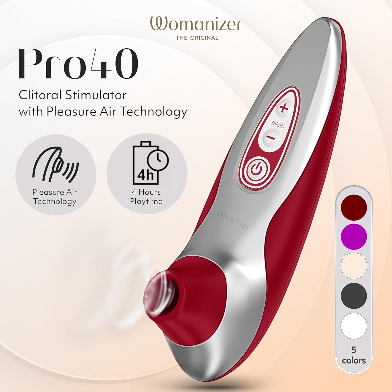 imageWomanizer Pro40 Clitoris Vibrator Sex Toy Clit Stimulator with 6 Suction Speeds Vibrating Dildo Adult Toys for Women Clit Sucker Sexual Pleasure Tools for Women Personal Massager Rose GoldRed