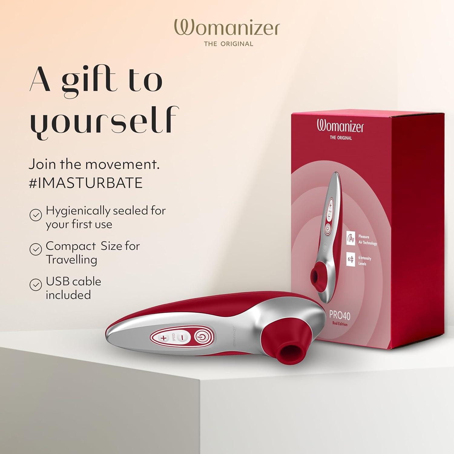 imageWomanizer Pro40 Clitoris Vibrator Sex Toy Clit Stimulator with 6 Suction Speeds Vibrating Dildo Adult Toys for Women Clit Sucker Sexual Pleasure Tools for Women Personal Massager Rose GoldRed