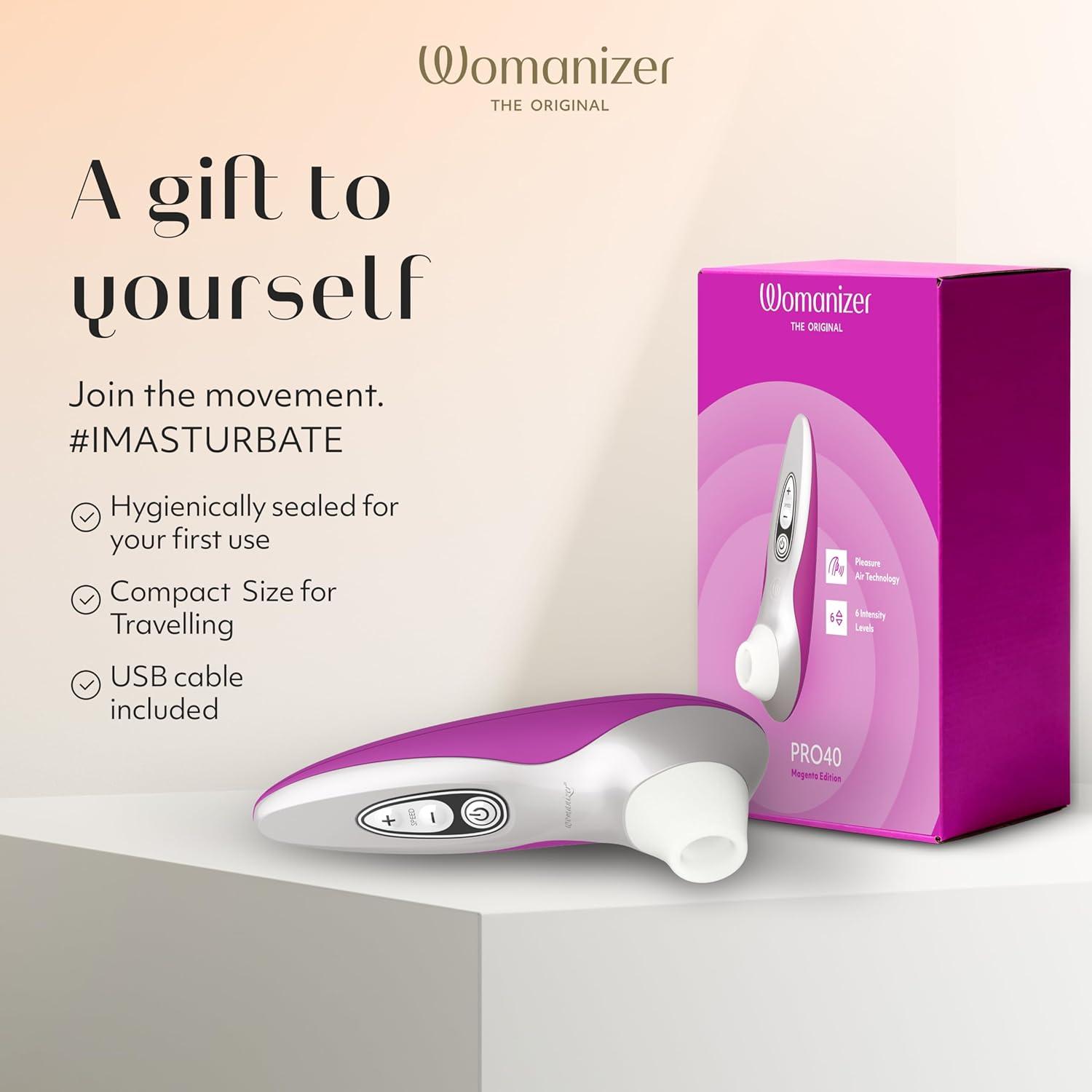 imageWomanizer Pro40 Clitoris Vibrator Sex Toy Clit Stimulator with 6 Suction Speeds Vibrating Dildo Adult Toys for Women Clit Sucker Sexual Pleasure Tools for Women Personal Massager Rose GoldMagenta